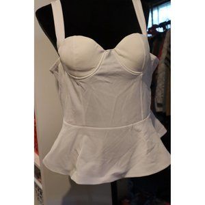 Love X Design Woman Sleeveless Peplum White Tank, Size XL